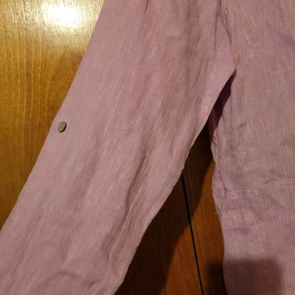 J Jill Love Linen Top Roll Tab Popover Lilac Purple Pink Sz Medium - Picture 9 of 14